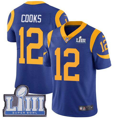 Nike Rams #12 Brandin Cooks Royal Blue Alternate Super Bowl LIII Bound Men's Stitched NFL Vapor Untouchable Limited Jersey Nike Rams #12 Brandin Cooks Royal Blue Alternate Super Bowl LIII Bound Men's Stitched NFL Vapor Untouchable Limited Jersey