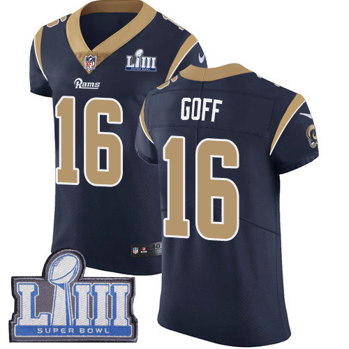 Nike Rams #16 Jared Goff Navy Blue Team Color Super Bowl LIII Bound Men's Stitched NFL Vapor Untouchable Elite Jersey Nike Rams #16 Jared Goff Navy Blue Team Color Super Bowl LIII Bound Men's Stitched NFL Vapor Untouchable Elite Jersey