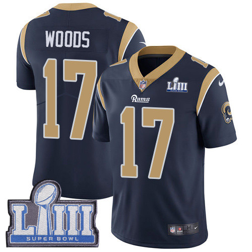 Nike Rams #17 Robert Woods Navy Blue Team Color Super Bowl LIII Bound Men's Stitched NFL Vapor Untouchable Limited Jersey Nike Rams #17 Robert Woods Navy Blue Team Color Super Bowl LIII Bound Men's Stitched NFL Vapor Untouchable Limited Jersey