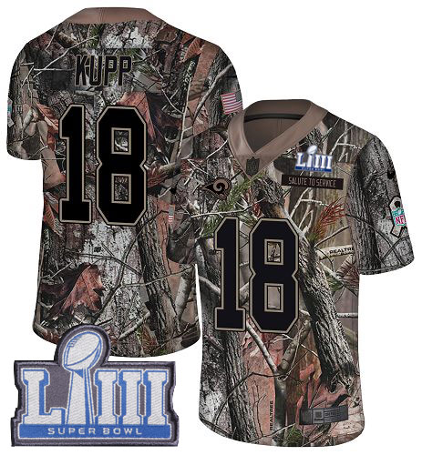 Nike Rams #18 Cooper Kupp Camo Super Bowl LIII Bound Men's Stitched NFL Limited Rush Realtree Jersey Nike Rams #18 Cooper Kupp Camo Super Bowl LIII Bound Men's Stitched NFL Limited Rush Realtree Jersey