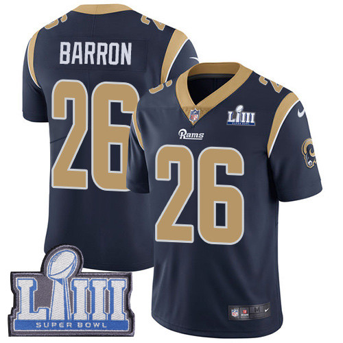 Nike Rams #26 Mark Barron Navy Blue Team Color Super Bowl LIII Bound Men's Stitched NFL Vapor Untouchable Limited Jersey