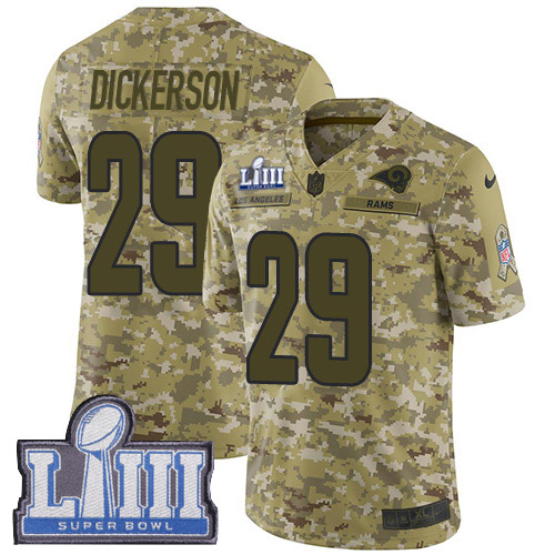 Nike Rams #29 Eric Dickerson Camo Super Bowl LIII Bound Men's Stitched NFL Limited 2018 Salute To Service Jersey Nike Rams #29 Eric Dickerson Camo Super Bowl LIII Bound Men's Stitched NFL Limited 2018 Salute To Service Jersey