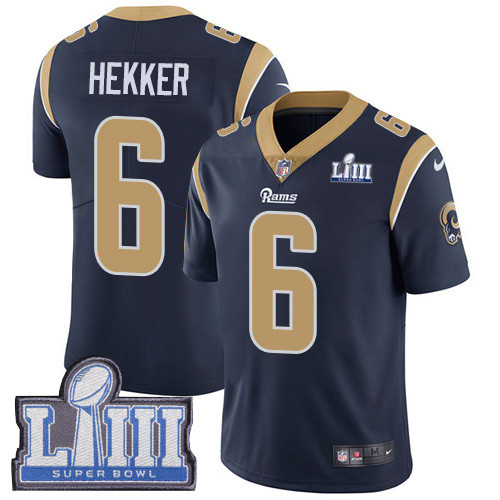 Nike Rams #6 Johnny Hekker Navy Blue Team Color Super Bowl LIII Bound Men's Stitched NFL Vapor Untouchable Limited Jersey Nike Rams #6 Johnny Hekker Navy Blue Team Color Super Bowl LIII Bound Men's Stitched NFL Vapor Untouchable Limited Jersey