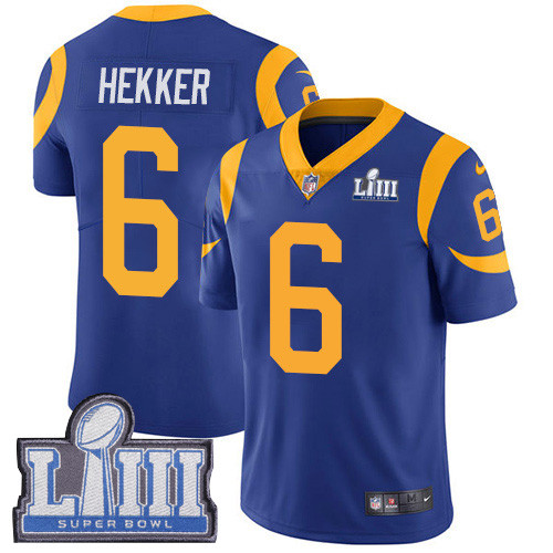 Nike Rams #6 Johnny Hekker Royal Blue Alternate Super Bowl LIII Bound Men's Stitched NFL Vapor Untouchable Limited Jersey Nike Rams #6 Johnny Hekker Royal Blue Alternate Super Bowl LIII Bound Men's Stitched NFL Vapor Untouchable Limited Jersey