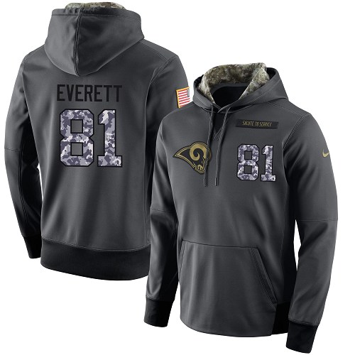 Nike Rams #81 Gerald Everett Stitched Black  Men's Anthracite Salute to Service Player Performance Hoodie