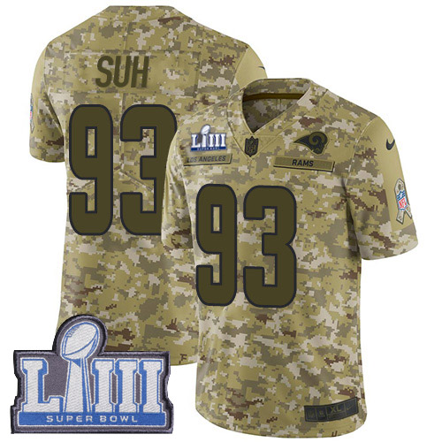 Nike Rams #93 Ndamukong Suh Camo Super Bowl LIII Bound Men's Stitched NFL Limited 2018 Salute To Service Jersey Nike Rams #93 Ndamukong Suh Camo Super Bowl LIII Bound Men's Stitched NFL Limited 2018 Salute To Service Jersey