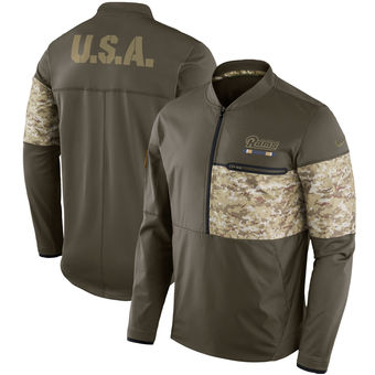 Nike Rams Olive Salute to Service Sideline Hybrid Half-Zip Pullover Jacket