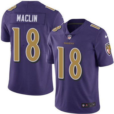Nike Ravens #18 Jeremy Maclin Purple Men's Stitched NFL Limited Rush Jersey