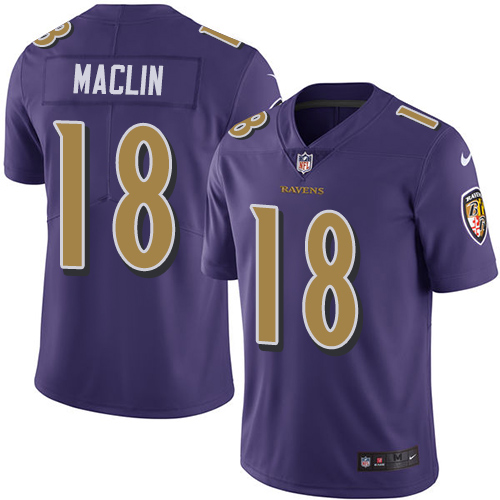 Nike Ravens #18 Jeremy Maclin Purple Men's Stitched NFL Limited Rush Jersey