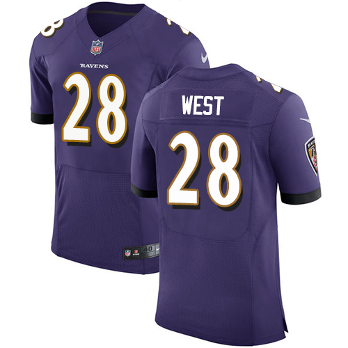 Nike Ravens #28 Terrance West Purple Team Color Men's Stitched NFL Vapor Untouchable Elite Jersey