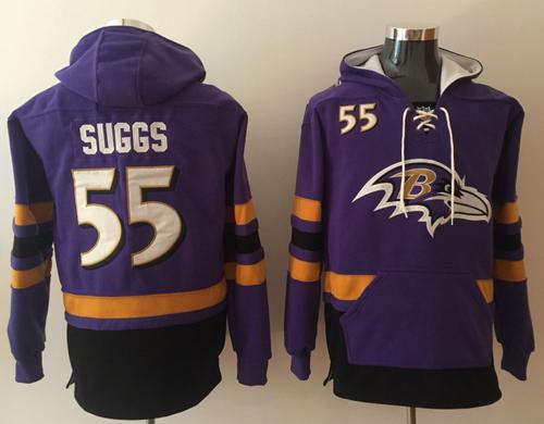 Nike Ravens #55 Terrell Suggs Purple Black Name & Number Pullover NFL Hoodie