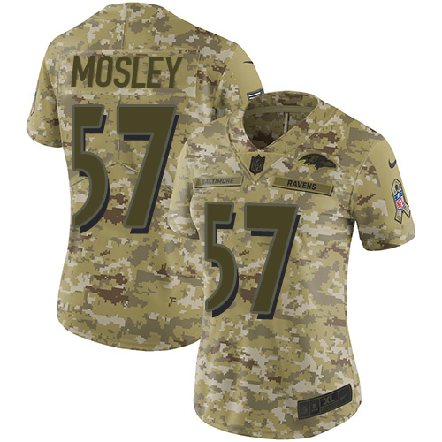 Nike Ravens #57 C.J. Mosley Camo Women's Stitched NFL Limited 2018 Salute to Service Jersey