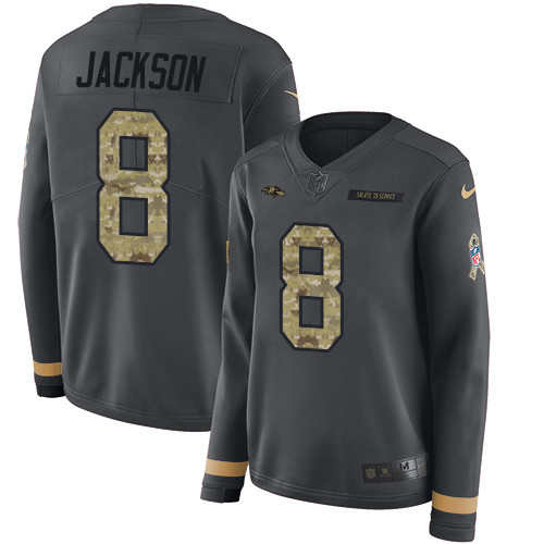 Nike Ravens #8 Lamar Jackson Anthracite Salute to Service