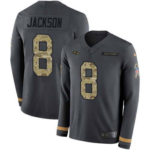 Nike Ravens #8 Lamar Jackson Anthracite Salute to Service Youth