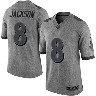 Nike Ravens #8 Lamar Jackson Gray Men's Stitched NFL Limited Gridiron Gray Jersey Nike Ravens #8 Lamar Jackson Gray Men's Stitched NFL Limited Gridiron Gray Jersey