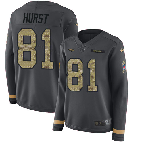 Nike Ravens #81 Hayden Hurst Anthracite Salute to Service