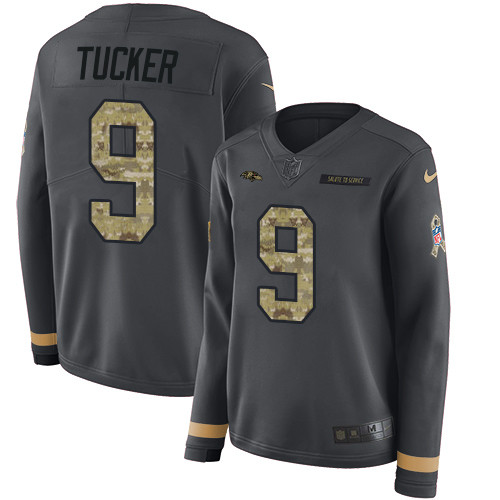 Nike Ravens #9 Justin Tucker Anthracite Salute to Service