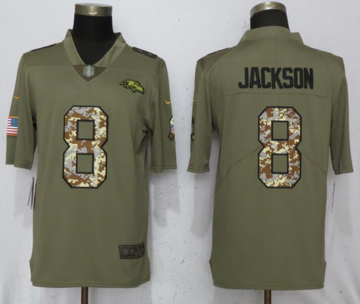 Nike Ravens #8 Lamar Jackson Olive Camo Salute To Service Limited Jersey Nike Ravens #8 Lamar Jackson Olive Camo Salute To Service Limited Jersey