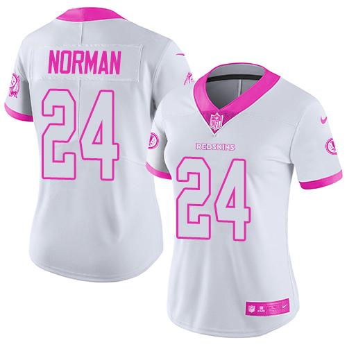 Nike Redskins #24 Josh Norman White Pink Women's Stitched NFL Limited Rush Fashion Jersey