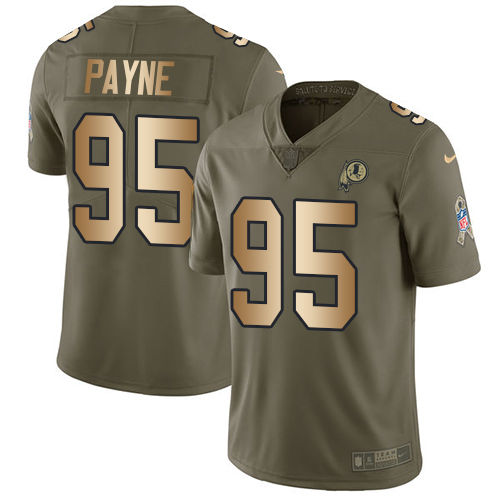 Nike Redskins #95 Da'Ron Payne OliveGold Men's Stitched NFL Limited 2017 Salute To Service Jersey