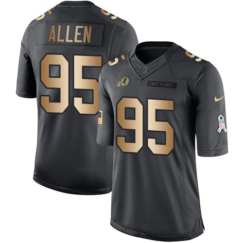 Nike Redskins #95 Jonathan Allen Black Men's Stitched NFL Limited Gold Salute To Service Jersey