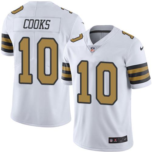 Nike Saints #10 Brandin Cooks White Men's Stitched NFL Limited Rush Jersey Nike Saints #10 Brandin Cooks White Men's Stitched NFL Limited Rush Jersey