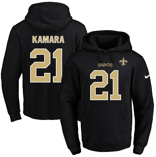 Nike Saints #21 Alvin Kamara Black Men's Name & Number Pullover NFL Hoodie