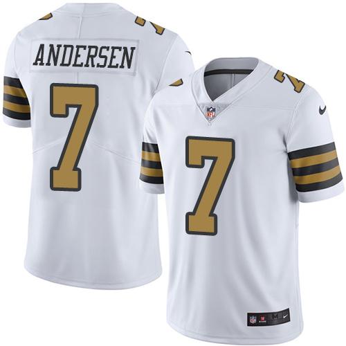 Nike Saints #7 Morten Andersen White Men's Stitched NFL Limited Rush Jersey Nike Saints #7 Morten Andersen White Men's Stitched NFL Limited Rush Jersey