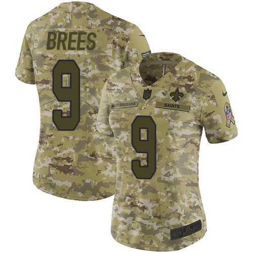 Nike Saints #9 Drew Brees Camo Women's Stitched NFL Limited 2018 Salute to Service Jersey Nike Saints #9 Drew Brees Camo Women's Stitched NFL Limited 2018 Salute to Service Jersey