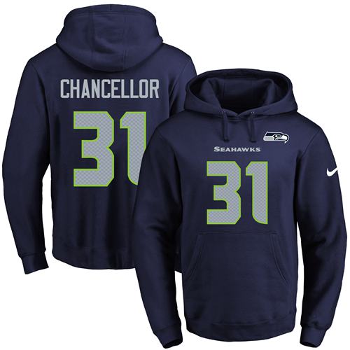 Nike Seahawks #31 Kam Chancellor Navy Blue Name & Number Pullover NFL Hoodie Nike Seahawks #31 Kam Chancellor Navy Blue Name & Number Pullover NFL Hoodie