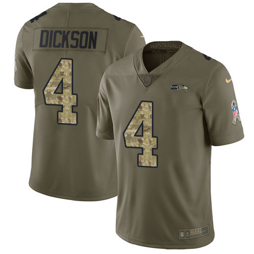 Nike Seahawks #4 Michael Dickson Olive Camo Youth Stitched NFL Limited 2017 Salute to Service Jersey