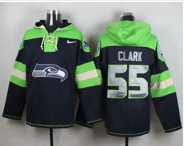 Nike Seattle Seahawks #55 Frank Clark Steel Blue Player Pullover NFL Hoodie