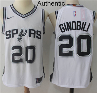 Nike Spurs #20 Manu Ginobili White NBA Authentic Association Edition Jersey