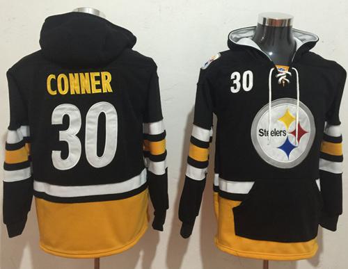 Nike Steelers #30 James Conner Black Gold Name & Number Pullover NFL Hoodie