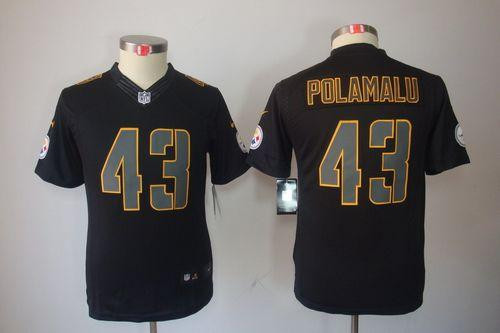 Nike Steelers #43 Troy Polamalu Black Impact Youth Stitched NFL Limited Jersey Nike Steelers #43 Troy Polamalu Black Impact Youth Stitched NFL Limited Jersey