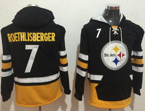 Nike Steelers #7 Ben Roethlisberger Black Gold Name & Number Pullover NFL Hoodie