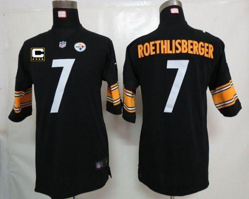 Nike Steelers #7 Ben Roethlisberger Black Team Color With C Patch Youth Stitched NFL Elite Jersey Nike Steelers #7 Ben Roethlisberger Black Team Color With C Patch Youth Stitched NFL Elite Jersey