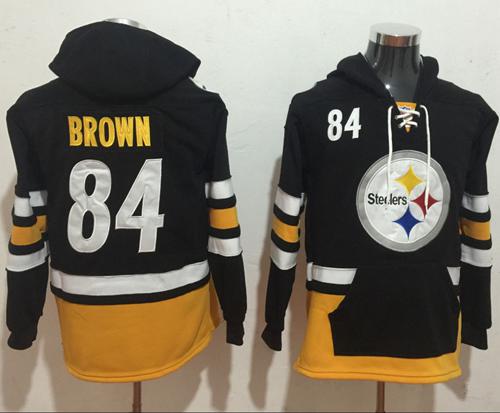 Nike Steelers #84 Antonio Brown Black Gold Name & Number Pullover NFL Hoodie