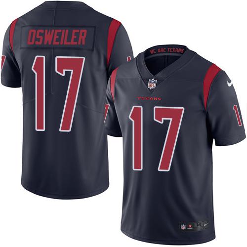 Nike Texans #17 Brock Osweiler Navy Blue Men's Stitched NFL Limited Rush Jersey Nike Texans #17 Brock Osweiler Navy Blue Men's Stitched NFL Limited Rush Jersey