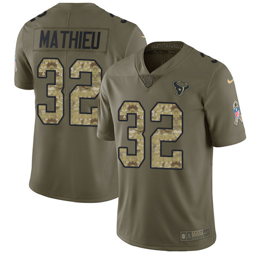 Nike Texans #32 Tyrann Mathieu Olive Camo Men's Stitched NFL Limited 2017 Salute To Service Jersey
