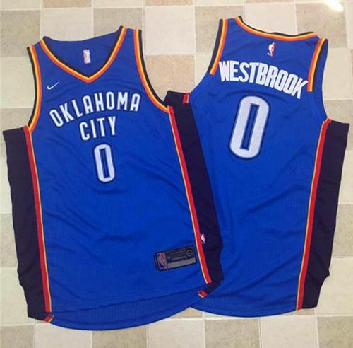 Nike Thunder #0 Russell Westbrook Blue Stitched NBA Jersey