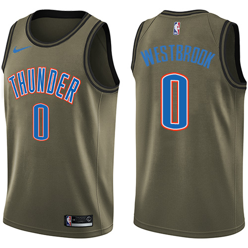 Nike Thunder #0 Russell Westbrook Green Salute to Service NBA Swingman Jersey Nike Thunder #0 Russell Westbrook Green Salute to Service NBA Swingman Jersey