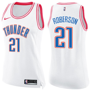 Nike Thunder #21 Andre Roberson White Pink Women's NBA Swingman Fashion Jersey