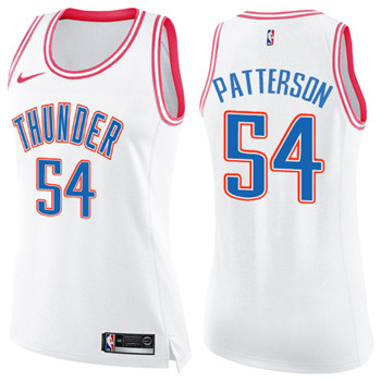 Nike Thunder #54 Patrick Patterson White Pink Women's NBA Swingman Fashion Jersey