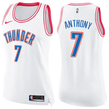Nike Thunder #7 Carmelo Anthony White Pink Women's NBA Swingman Fashion Jersey