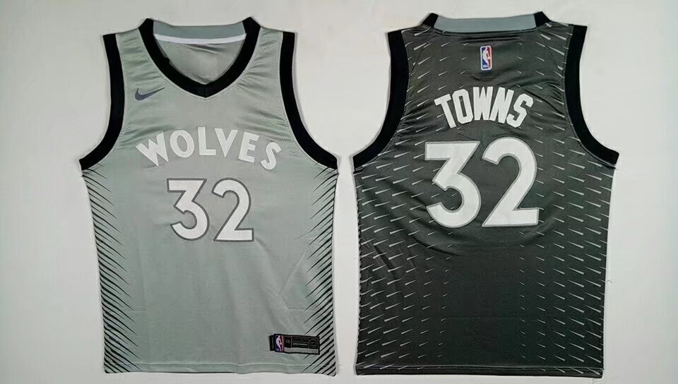 Nike Timberwolves #32 Karl-Anthony Towns Gray NBA Swingman City Edition Jersey