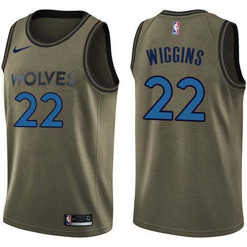 Nike Timberwolves #22 Andrew Wiggins Green Salute to Service NBA Swingman Jersey