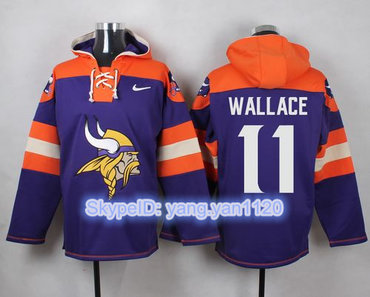 Nike Vikings #11 Mike Wallace Purple Player Pullover NFL Hoodie