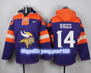 Nike Vikings #14 Stefon Diggs Purple Player Pullover NFL Hoodie