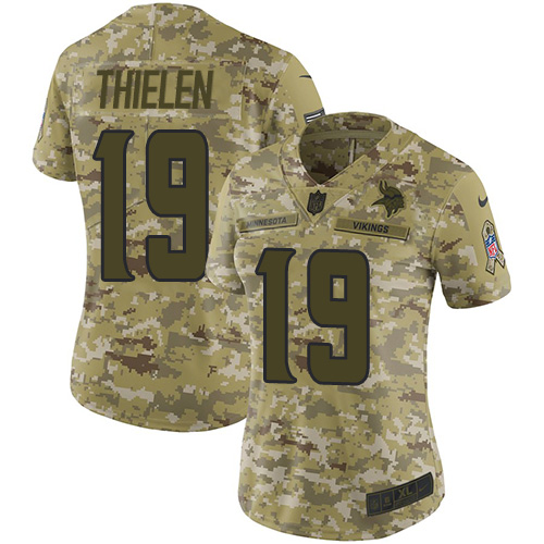 Nike Vikings #19 Adam Thielen Camo Women's Stitched NFL Limited 2018 Salute to Service Jersey Nike Vikings #19 Adam Thielen Camo Women's Stitched NFL Limited 2018 Salute to Service Jersey